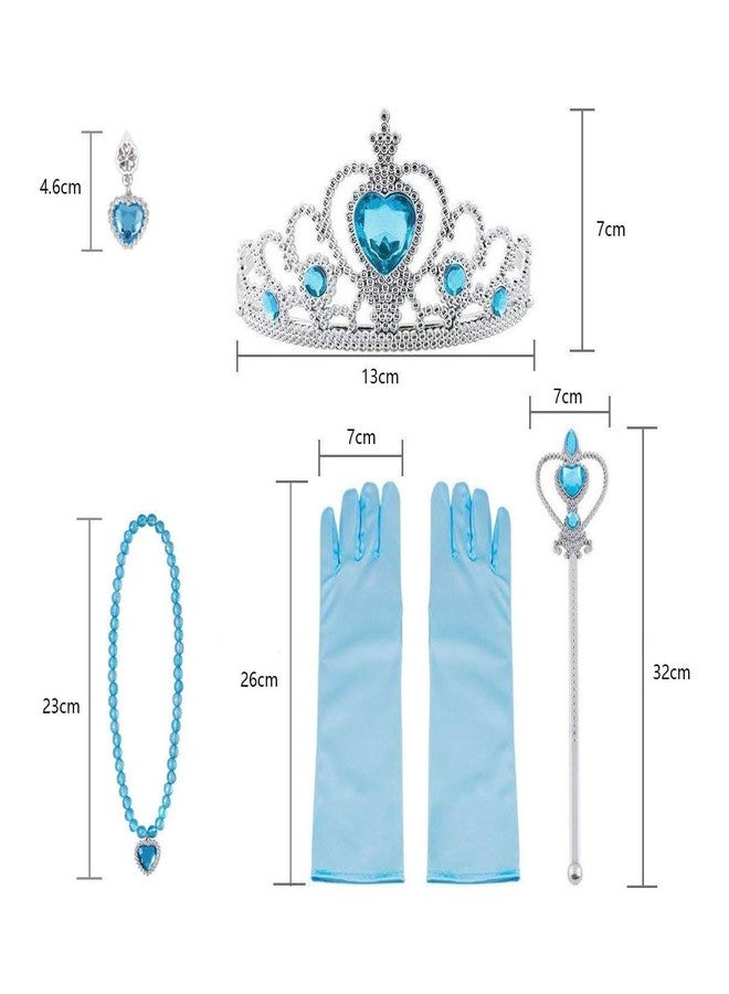 Vicloon Princess Dress Up Accessories, 7PCS Princess Costume Gloves Necklace Earrings Set, Princess Crown and Wands for Little Girls, Jewelry Toy Gifts Set for 3-6 Girl Birthday Halloween Christmas - Image 2